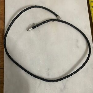 Black Leather Braided Choker Necklace